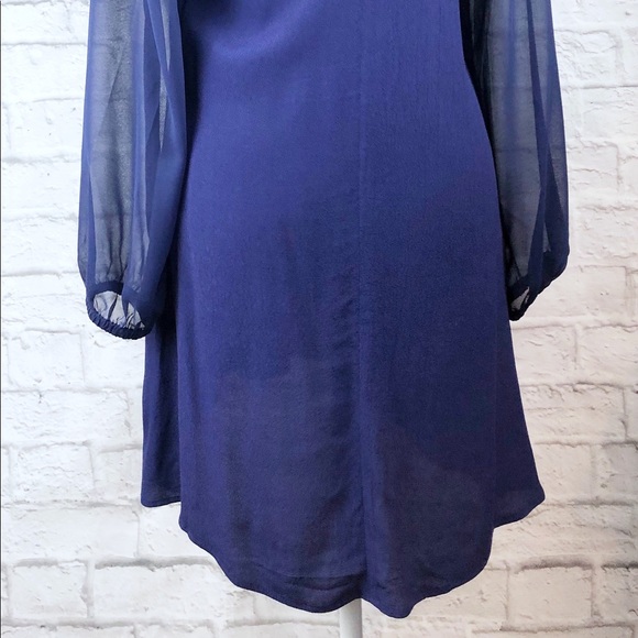 Express Royal Blue Sheer Sleeve Dress - Picture 6 of 8